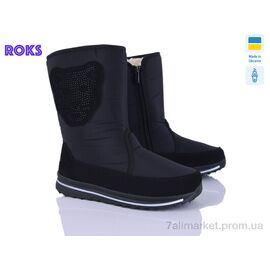 Дутики жіночі утеплені Зима 3106 чорний (6 пар р.38-42) "Roks" недорого оптом від прямого постачальника