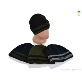 Шапка чоловіча Зима Шапка з відворотом смужка на флісі mix (44р) (5 шт. р.сіткаOne size) "VIOLA" недорого оптом від прямого постачальника
