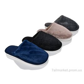 Тапки чоловічі домашні Зима Шльопок М 382 mix (12 пар р.41-46) "Progress" недорого оптом від прямого постачальника