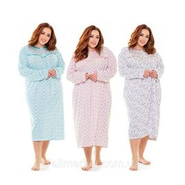 Фотография Ночная рубашка женская байковая размеры L-3XL (микс) "MODY" купить недорого от прямого поставщика