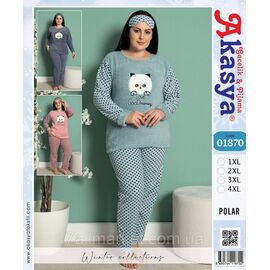 Фотография Пижама женская зимняя флис/махра с Пандой размеры XL-4XL (3цв) "MODY" недорого от прямого поставщика