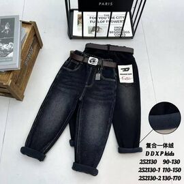 Джинси дитячі утеплені на хлопчика 252130-2 black р.130-170 "Meloria" недорого оптом від прямого постачальника