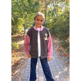 Кофта дитяча тепла на дівчинку 2548 grey-pink р.128-152 "LIMA SPORT" недорого оптом від прямого постачальника