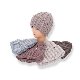 Шапка зимова жіноча LW002-1 на флісі mix р.56-60 "Angelica" недорого оптом від прямого постачальника