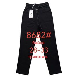 Фотография Штаны спортивные женские тёплые 8682 black р.28-33 "Yafeier" недорого оптом от прямого поставщика