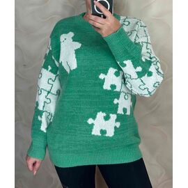 Светр жіночий 25407 green р.48-54 "PULSE" недорого оптом від прямого постачальника