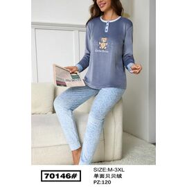 Піжама тепла жіноча 70146 l.blue р.46-56 "HOME STYLE" недорого оптом від прямого постачальника