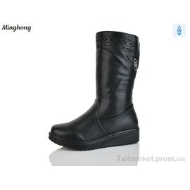 Чоботи жіночі зручні Зима 271 black (6 пар р.37-42) "Minghong" недорого оптом від прямого постачальника