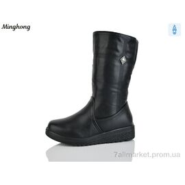 Чоботи жіночі зручні Зима 272 black (6 пар р.37-42) "Minghong" недорого оптом від прямого постачальника