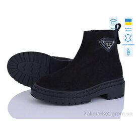 Фотография Ботинки женские стильные Весна/осень 005 чорний з. (6 пар р.36-40) "Мрія" недорого оптом от прямого поставщика