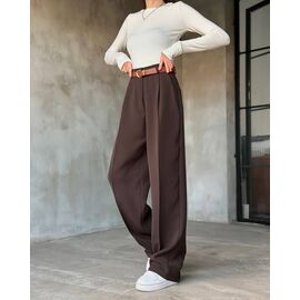 Жіночі штани 9054 brown р.42-48 "LINDA" недорого оптом від прямого постачальника