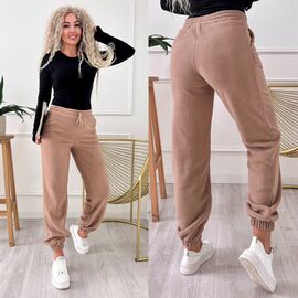 Штани спортивні жіночі теплі 9065 beige р.42-52 "LINDA" недорого оптом від прямого постачальника