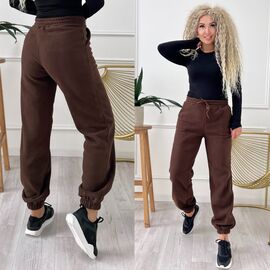 Штани спортивні жіночі теплі 9065 brown р.42-52 "LINDA" недорого оптом від прямого постачальника