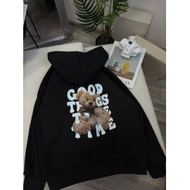 Худі жіноче 9069 black р.42-48 "LINDA" недорого оптом від прямого постачальника