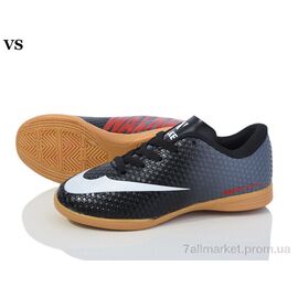 Футбольне взуття дитячі Весна/осінь FutSal Mercurial 30 black (8 пар р.32-35) "VS" недорого оптом від прямого постачальника