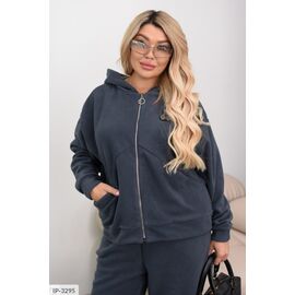 Фотография Тёплый костюм из качественного флиса полар: штаны со удобными карманами, средней посадки на резинке, кофта на молнии по всей длине с прорезными карманами р.48-50;52-54;56-58;60-62 (3цв) "BELUZA" купить недорого от прямого поставщика