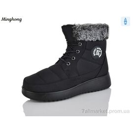 Фотография Ботинки женские стильные зима 290 black (8 пар р.37-42) "Minghong" недорого оптом от прямого поставщика