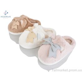 Фотография Тапки женские для дома зима 24-235 mix (10 пар р.36-41) "Acorus" недорого оптом от прямого поставщика