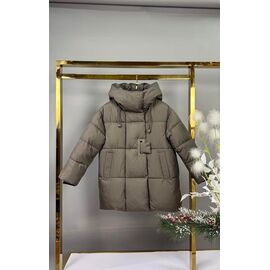 Фотография Курка детская зимняя на девочку 8612 khaki р.128-158 "Delfinka" недорого оптом от прямого поставщика
