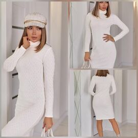Сукня тепла жіноча 877 white р.44-50 "Potok" недорого оптом від прямого постачальника