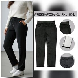 Фотография Штаны спортивные женские тёплые 985 black р.6XL-8XL "Hoan" недорого оптом от прямого поставщика