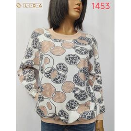Фотография Свитер женский 1453 white-beige р.52-62 "LIDA" недорого оптом от прямого поставщика