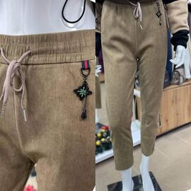 Фотография Штаны женские утеплённые 2036 beige р.2XL-6XL "BONJOUR" недорого оптом от прямого поставщика