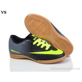 Футбольне взуття дитячі Весна/осінь Mercurial FutSal 28 чорний (8 пар р.36-39) "VS" недорого оптом від прямого постачальника