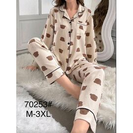 Фотография Пижама женская 70253 beige р.46-54 "HOME STYLE" недорого оптом от прямого поставщика