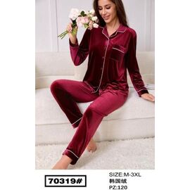 Фотография Пижама женская 70319 wine р.46-54 "HOME STYLE" недорого оптом от прямого поставщика