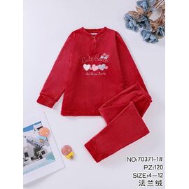 Фотография Пижама детская тёплая на девочку 70371-1 red р.100-140 "HOME STYLE" недорого оптом от прямого поставщика