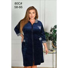 Фотография Халат женский 80C navy р.58-66 "HOME STYLE" недорого оптом от прямого поставщика