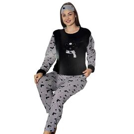 Фотография Пижама тёплая женская 02159 black р.XL-4XL "SHELLY" недорого оптом от прямого поставщика