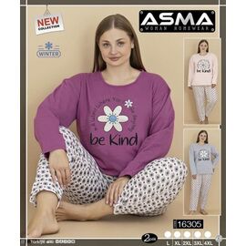 Фотография Пижама тёплая женская 16305 mix р.L-4XL "SHELLY" недорого оптом от прямого поставщика