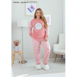 Фотография Пижама тёплая женская 4123121 peach р.3XL-5XL "SHELLY" недорого оптом от прямого поставщика