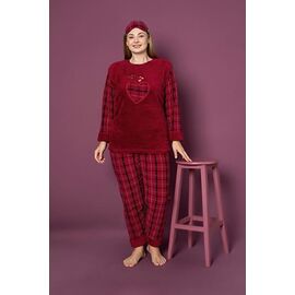 Фотография Пижама тёплая женская 8207 red р.3XL-5XL "SHELLY" недорого оптом от прямого поставщика
