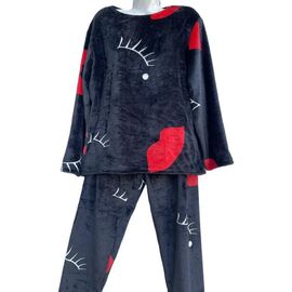 Фотография Пижама тёплая женская H109 black р.48-58 "SHELLY" недорого оптом от прямого поставщика