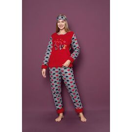 Фотография Пижама тёплая женская H123 red р.M-2XL "SHELLY" недорого оптом от прямого поставщика
