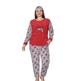 Фотография Пижама тёплая женская H124 red р.XL-4XL "SHELLY" недорого оптом от прямого поставщика