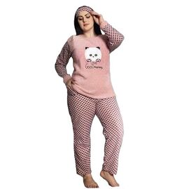 Фотография Пижама тёплая женская H127 pink р.XL-4XL "SHELLY" недорого оптом от прямого поставщика