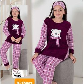 Фотография Пижама детская тёплая на девочку 7010 wine р.9-16 "MMZ" недорого оптом от прямого поставщика