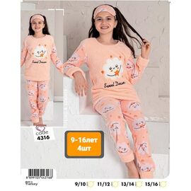 Фотография Пижама детская тёплая на девочку 4316 peach р.9-16 "MMZ" недорого оптом от прямого поставщика