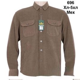 Фотография Рубашка мужская тёплая 696 beige р.XL-5XL "WELL" недорого оптом от прямого поставщика
