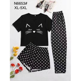 Фотография Пижама 3-ка женская молодёжная супер-батал р-ры XL-5XL "FLOWER" купить недорого от прямого поставщик