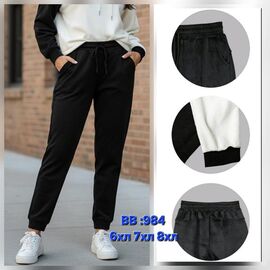 Фотография Штаны спортивные женские тёплые BB984 black р.6XL-8XL "Hoan" недорого оптом от прямого поставщика