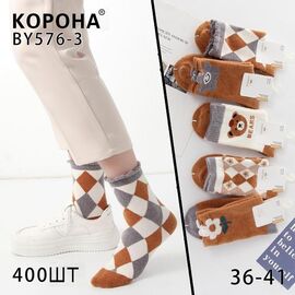 Фотография Носки женские тёплые BY576-3 mix р.36-41 "Корона" недорого оптом от прямого поставщика