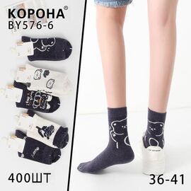 Фотография Носки женские тёплые BY576-6 mix р.36-41 "Корона" недорого оптом от прямого поставщика