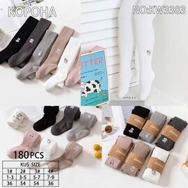 Колготи дитячі теплі на дівчинку KW3383 mix р.5-7 "Корона" недорого оптом від прямого постачальника