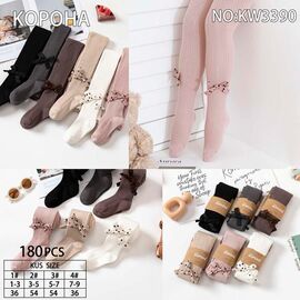 Колготи дитячі теплі на дівчинку KW3390 mix р.5-7 "Корона" недорого оптом від прямого постачальника