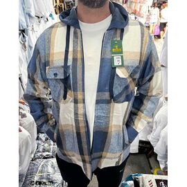 Сорочка чоловіча тепла A691 l.blue-beige р.XL-5XL "TURHAN" недорого оптом від прямого постачальника